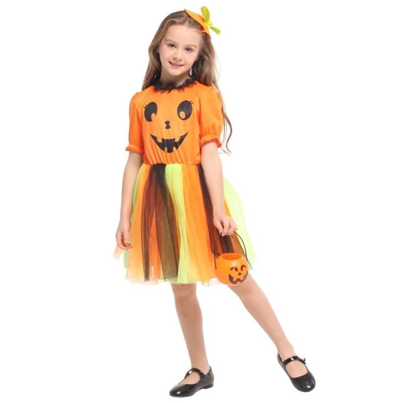 Halloween Pumpkin Princess Costume Party Cosplay Dress For Girls In BD