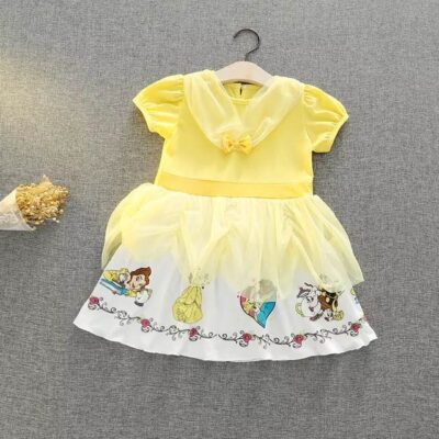 Baby Girls Beauty and Beast Half Sleeve Party Dress