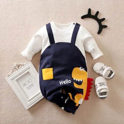 Prowow Winter Orange Dinosaur Kids' Romper