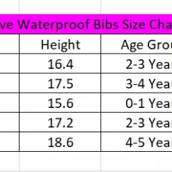 Full Sleeve Waterproof Bibs Size Chart 1