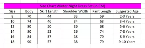 Night Dress Set Size Chart jpg