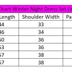 Night Dress Set Size Chart jpg