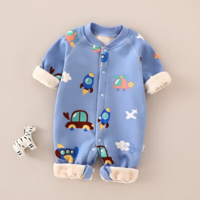 Winter Blue Vehicles Romper for Infants (WBVR24113)